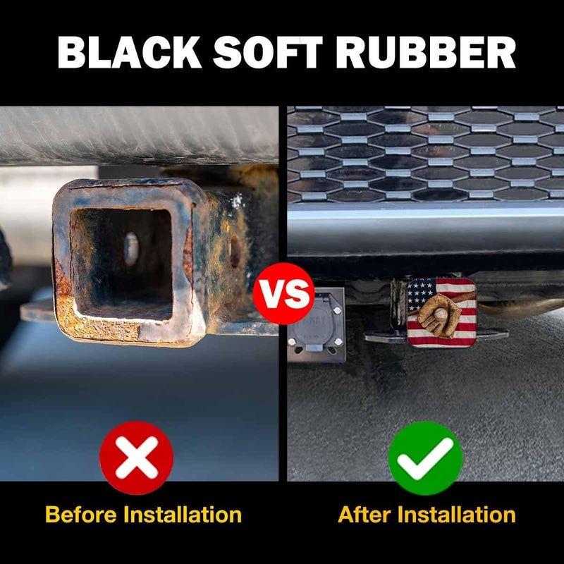 Beabes Trailer Hitch Cover for 2" Receivers American Flag, Vintage Baseball Bat Glove Ball USA Flag Receiver Tube Hitch Plug Towing Hitch Covers Truck Hitch Accessories for Sedans Cars SUVs - Image 5